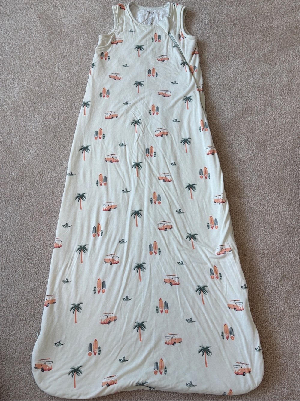 Kyte BABY Cream Sleep Sack with Coral Vans, Surfboards & Green Palms